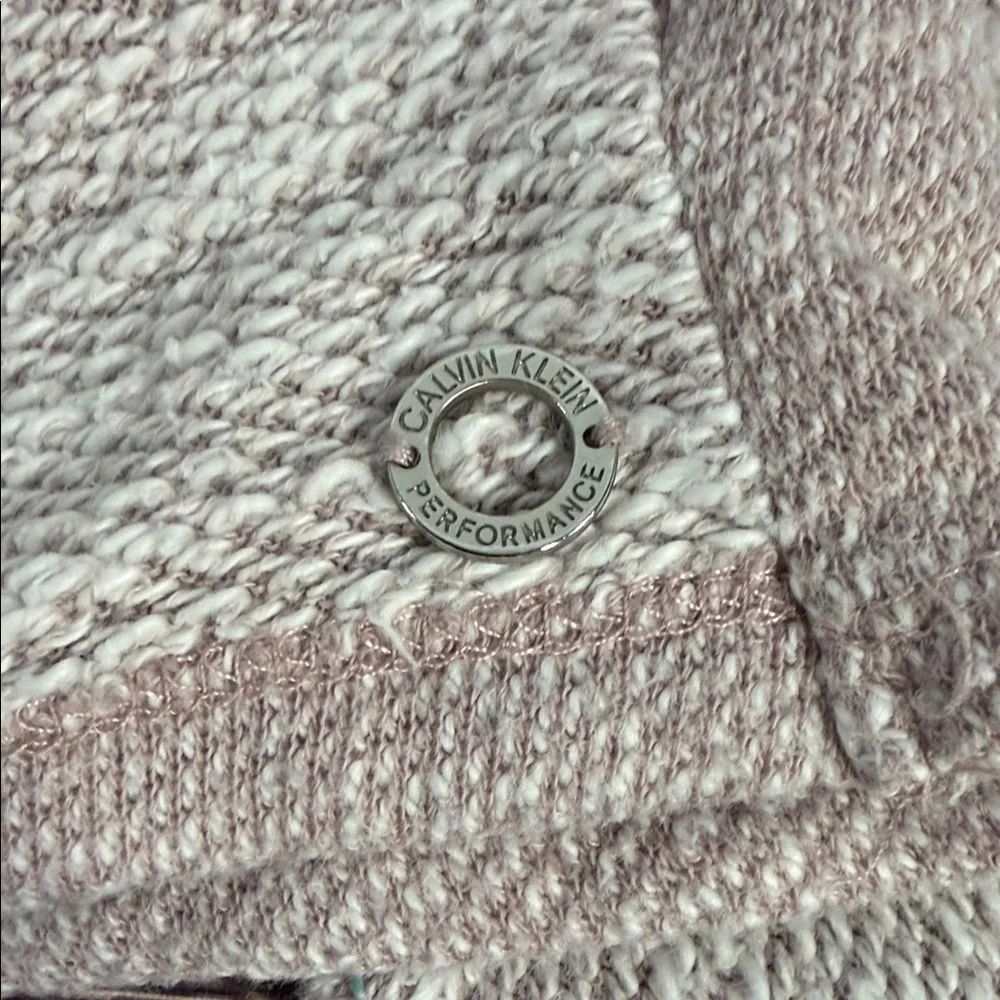 Calvin Klein Performance Cowl Tunnel Neck Tulip Wrap Sweater in Heathered Pink‎